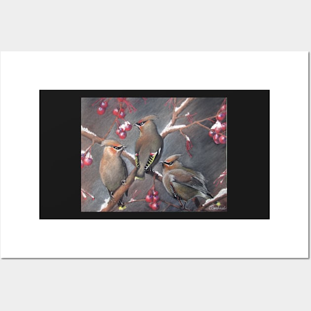 Cedar waxwings Wall Art by rainetteillus